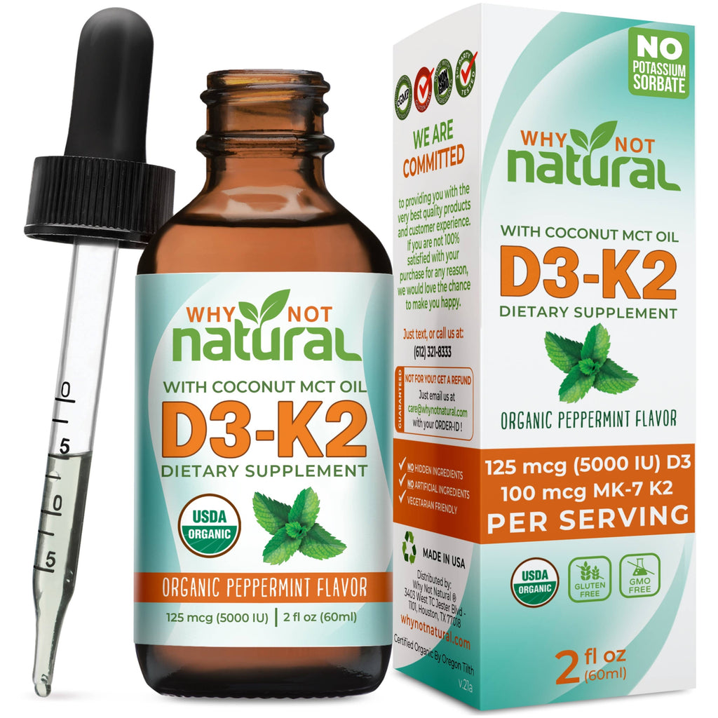Organic Vitamin D3 Liquid Drops with K2 (MK-7) - Premium  from WhyNotNatural - Just $21.97! Shop now at Shop A Positive You