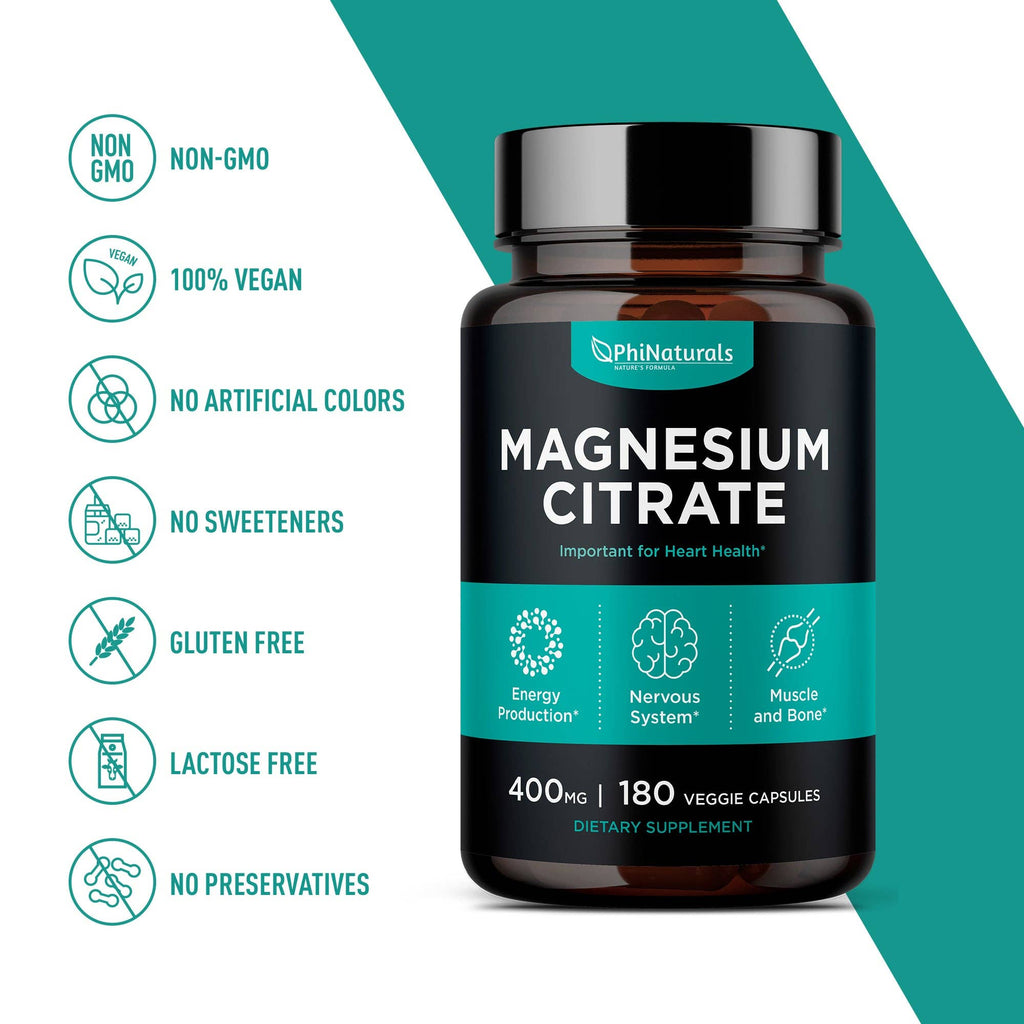 Magnesium Citrate 400mg Supplement - Premium Dietary Supplement from Excel Nutritionals LLC DBA Phi Naturals - Just $14.99! Shop now at Shop A Positive You
