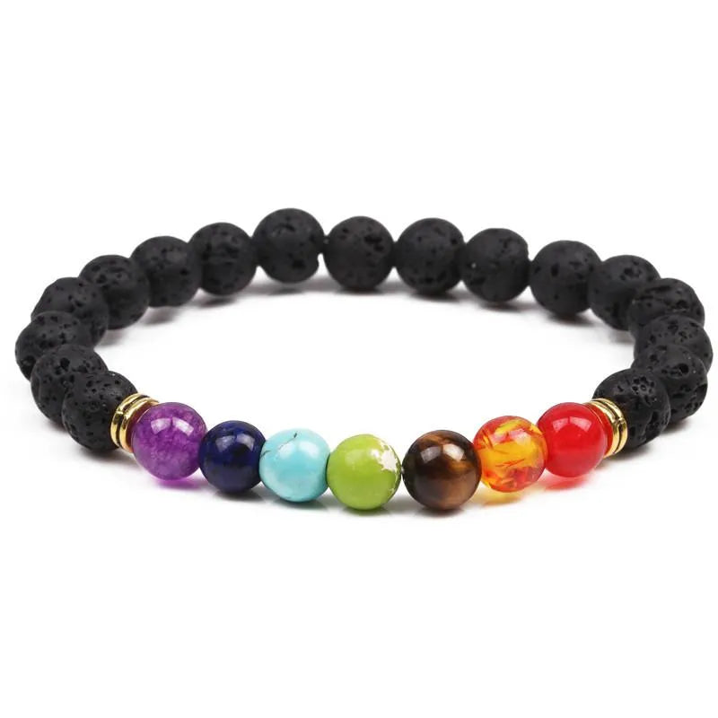 Lava Beads Seven Chakra Bracelet - Premium Crystals from Pebble House - Just $10! Shop now at Shop A Positive You