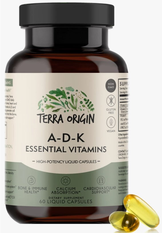 A-D-K Essential Vitamins - Premium Vitamins from Terra Orgin - Just $28! Shop now at Shop A Positive You