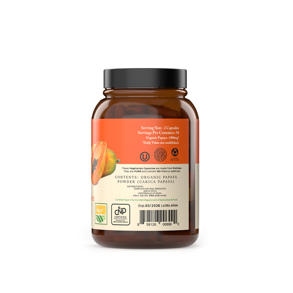 Papaya Capsules - Premium Dietary Supplement from Complete Natural Products - Just $13.95! Shop now at Shop A Positive You