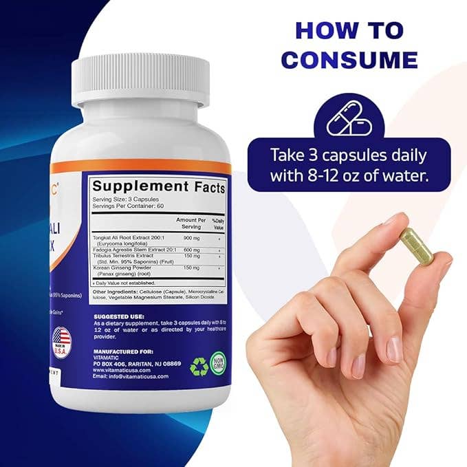 Vitamatic | Tongkat Ali Complex |180 Veg Capsules - Premium  from Vitamatic - Just $16.18! Shop now at Shop A Positive You