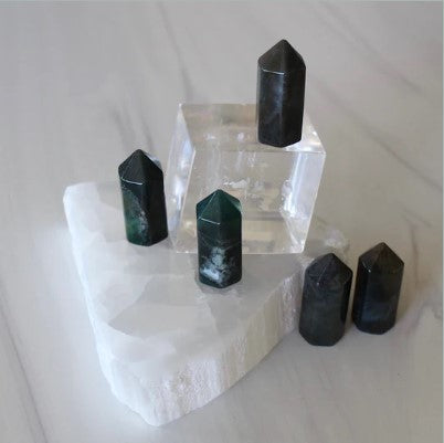 Moss Agate Tower - Premium Crystals from Pebble House - Just $6! Shop now at Shop A Positive You