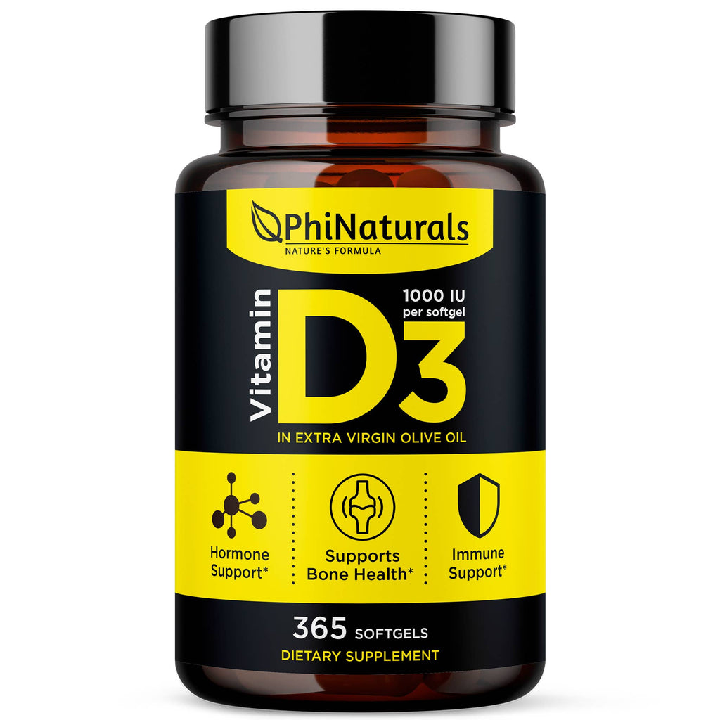 Vitamin D3 1000 IU (365 Softgels) - Premium  from Excel Nutritionals LLC DBA Phi Naturals - Just $14.99! Shop now at Shop A Positive You