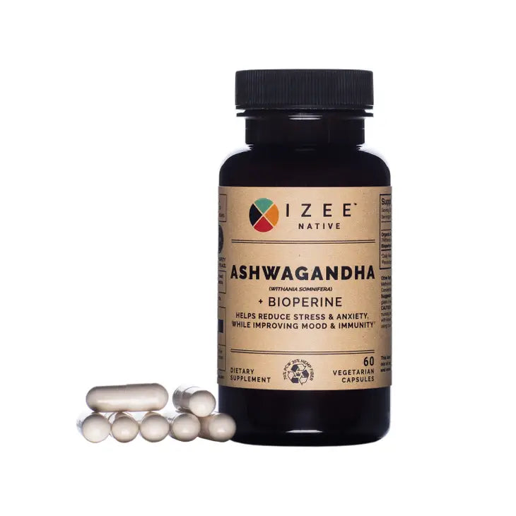 Ashwagandha + Black Pepper Capsules - Premium Dietary Supplement from Izee Native - Just $15.99! Shop now at Shop A Positive You