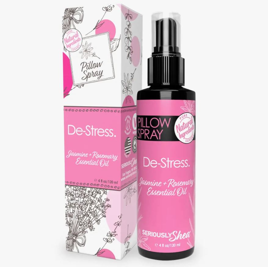 De-Stress Pillow Spray - Premium Essential Oil Spray from Seriously Shea - Just $12! Shop now at Shop A Positive You