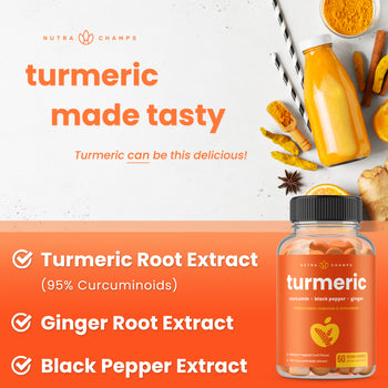 Turmeric & Ginger Gummies - Premium Dietary Supplement from NutraChamps - Just $16.47! Shop now at Shop A Positive You